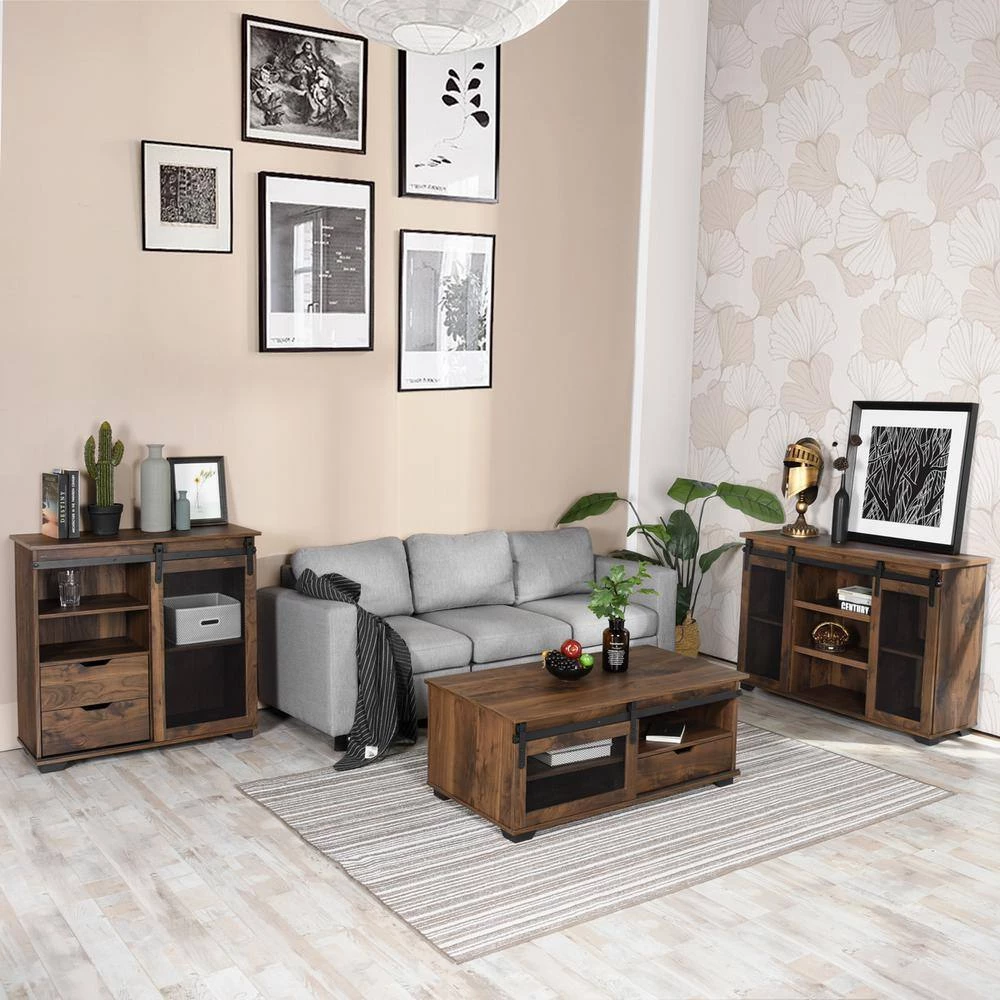 NEWBARN 39 .4 in. Brown 17.7 in. Rectangle Wood Coffee Table With Collect by Homy Casa 12 NEWBARN 39 .4 in. Brown 17.7 in. Rectangle Wood Coffee Table With Collect by Homy Casa - Image 10