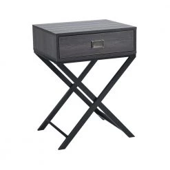 Pizarro 18.9 in. Black Rectangular MDF End Table with Drawer by Homy Casa