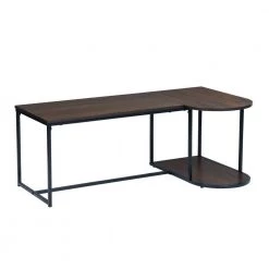 Upasana 47.2 in. Dark Brown L Shape Manufactured Wood Coffee Table by Homy Casa
