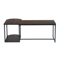 Upasana 47.2 in. Dark Brown L Shape Manufactured Wood Coffee Table by Homy Casa -Homy Casa Shop brown homy casa coffee tables upasana fa 1000