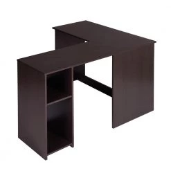 Brown L-Shape Desk Open storage MDF Wood Spacious Extra Storage Shelves Table by Homy Casa -Homy Casa Shop brown homy casa computer desks babette 4f 1000