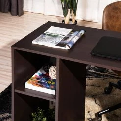 Brown L-Shape Desk Open storage MDF Wood Spacious Extra Storage Shelves Table by Homy Casa -Homy Casa Shop brown homy casa computer desks babette 76 1000