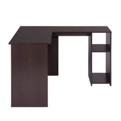 Brown L-Shape Desk Open storage MDF Wood Spacious Extra Storage Shelves Table by Homy Casa -Homy Casa Shop brown homy casa computer desks babette c3 1000