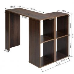 Walnut L-Shape Desk Storage Shelves Open Bookcase by Homy Casa 16 Walnut L-Shape Desk Storage Shelves Open Bookcase by Homy Casa -Homy Casa Shop brown homy casa computer desks baillie lr walnut 1f 1000