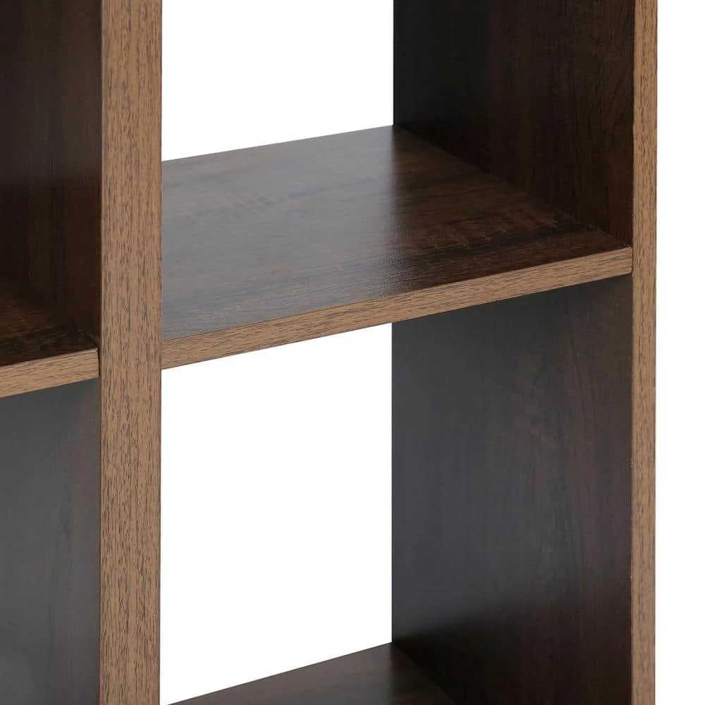 Walnut L-Shape Desk Storage Shelves Open Bookcase by Homy Casa 9 Walnut L-Shape Desk Storage Shelves Open Bookcase by Homy Casa - Image 7