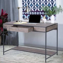 Carbon Loft Searz Rustic 1-Drawer Computer Writing Desk by Homy Casa -Homy Casa Shop brown homy casa computer desks blackburn lmkz 31 1000
