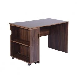 Midtown 47.4 in. Brown Retangular Wood Computer Desk with Removable Shelves by Homy Casa