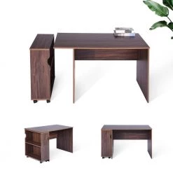 Midtown 47.4 in. Brown Retangular Wood Computer Desk with Removable Shelves by Homy Casa -Homy Casa Shop brown homy casa computer desks hd midtown lr walnut a 77 1000