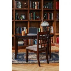 Tarik 48 in. Rectangular Brown Wood Writing Desk Office Set with Chair by Homy Casa -Homy Casa Shop brown homy casa computer desks hd tarik 31 1000