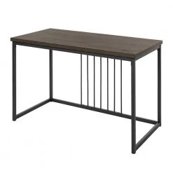 Computer Desk 47.2 in. W Brown Metal Frame MDF Wood by Homy Casa