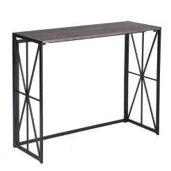 39 in. Brown Standard Rectangle Wood Console Table Foldable with Metal Leg by Homy Casa