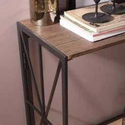 39 in. Brown Standard Rectangle Wood Console Table Foldable with Metal Leg by Homy Casa 12 39 in. Brown Standard Rectangle Wood Console Table Foldable with Metal Leg by Homy Casa -Homy Casa Shop brown homy casa console tables hd hores a lmkz 76 1000