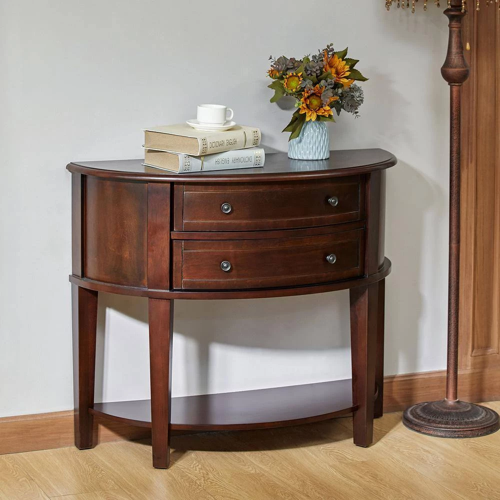 Tivon 38.2 in. Brown Wood Console Table by Homy Casa 13 Tivon 38.2 in. Brown Wood Console Table by Homy Casa - Image 11