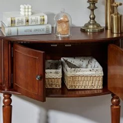 Twyla 38 in. Brown Standard Half-Moon Wood Console Table by Homy Casa -Homy Casa Shop brown homy casa console tables hd twyla 31 1000