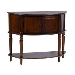 Twyla 38 in. Brown Standard Half-Moon Wood Console Table by Homy Casa