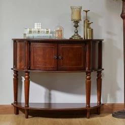 Twyla 38 in. Brown Standard Half-Moon Wood Console Table by Homy Casa -Homy Casa Shop brown homy casa console tables hd twyla 77 1000