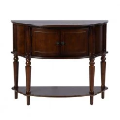 Twyla 38 in. Brown Standard Half-Moon Wood Console Table by Homy Casa -Homy Casa Shop brown homy casa console tables hd twyla c3 1000