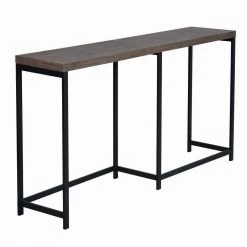 Helms 63 in. Brown Rectangle Manufactured Wood Top Metal Frame Console Table by Homy Casa