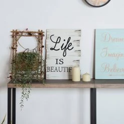 Helms 63 in. Brown Rectangle Manufactured Wood Top Metal Frame Console Table by Homy Casa -Homy Casa Shop brown homy casa console tables helms 77 1000