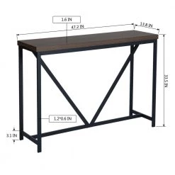 Hemphill 47.2 in.Brown Rectangle Manufactured Wood Top Metal Frame Consle Table by Homy Casa -Homy Casa Shop brown homy casa console tables hemphill 1f 1000