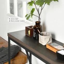 Hemphill 47.2 in.Brown Rectangle Manufactured Wood Top Metal Frame Consle Table by Homy Casa -Homy Casa Shop brown homy casa console tables hemphill 66 1000