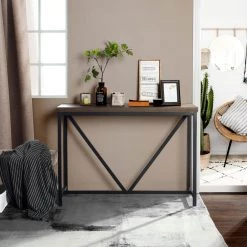 Hemphill 47.2 in.Brown Rectangle Manufactured Wood Top Metal Frame Consle Table by Homy Casa -Homy Casa Shop brown homy casa console tables hemphill c3 1000