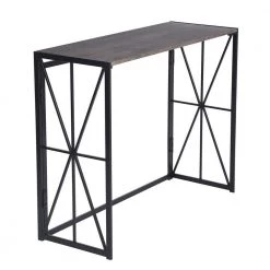Hores 39.4 in. Brown Rectangular Manufactured Wood Top Metal Frame Folding Console Table by Homy Casa -Homy Casa Shop brown homy casa console tables hores a lmkz 1f 1000