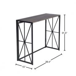 Hores 39.4 in. Brown Rectangular Manufactured Wood Top Metal Frame Folding Console Table by Homy Casa -Homy Casa Shop brown homy casa console tables hores a lmkz 40 1000