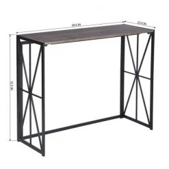 Hores 39.4 in. Brown Rectangular Manufactured Wood Top Metal Frame Folding Console Table by Homy Casa -Homy Casa Shop brown homy casa console tables hores a lmkz 44 1000