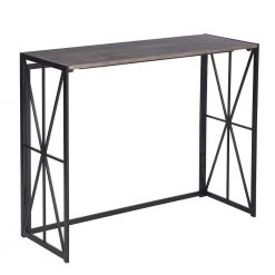 Hores 39.4 in. Brown Rectangular Manufactured Wood Top Metal Frame Folding Console Table by Homy Casa