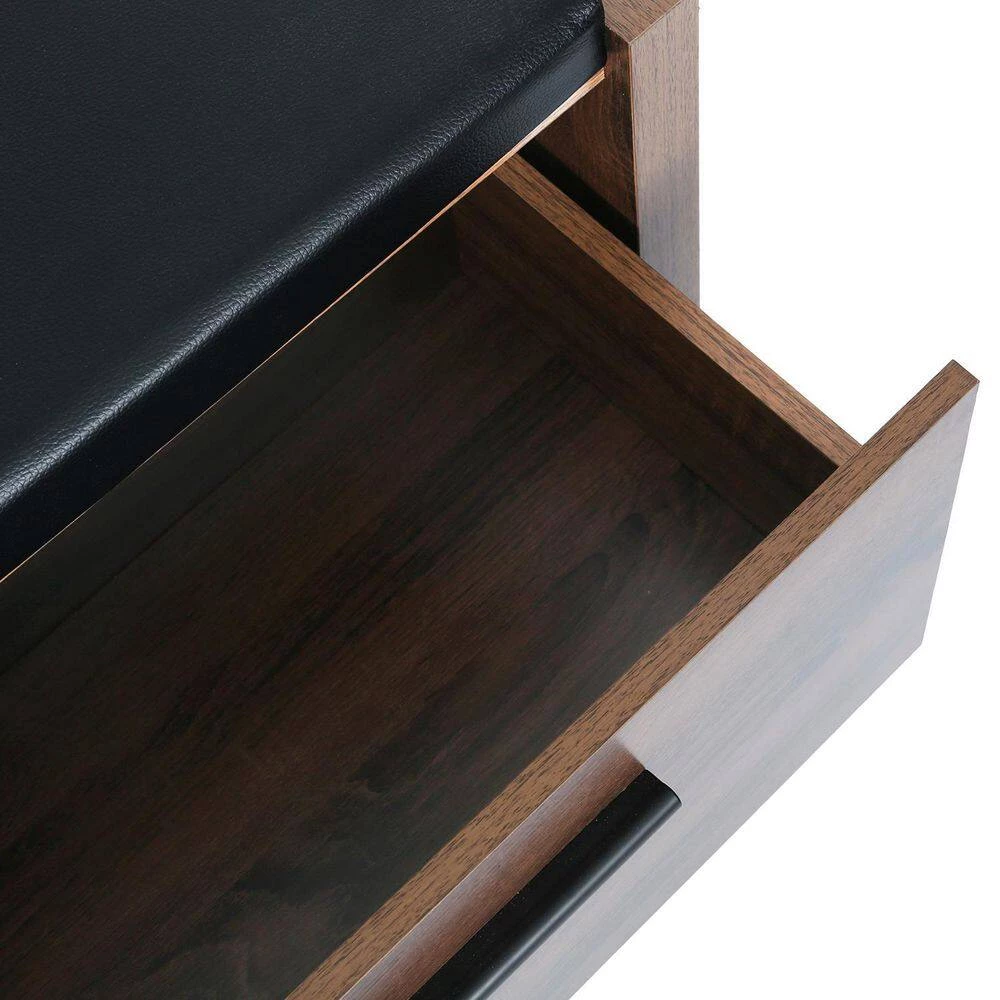 Domigo Walnut Storage Bench with 2 Drawers (16.7 H * 45.3 W * 15.4 D in.) by Homy Casa 4 Domigo Walnut Storage Bench with 2 Drawers (16.7 H * 45.3 W * 15.4 D in.) by Homy Casa - Image 3