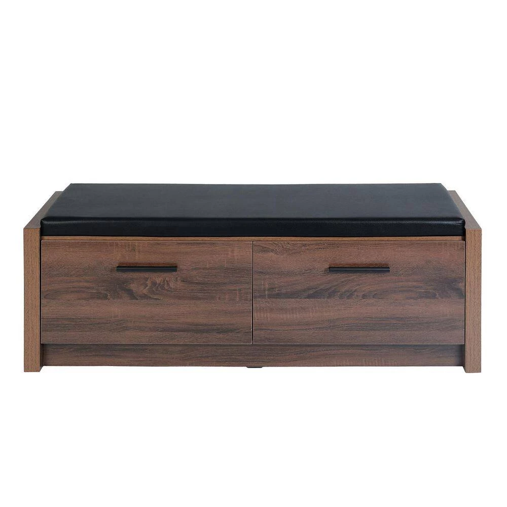 Domigo Walnut Storage Bench with 2 Drawers (16.7 H * 45.3 W * 15.4 D in.) by Homy Casa 8 Domigo Walnut Storage Bench with 2 Drawers (16.7 H * 45.3 W * 15.4 D in.) by Homy Casa - Image 7