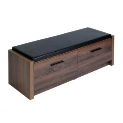 Domigo Walnut Storage Bench with 2 Drawers (16.7 H * 45.3 W * 15.4 D in.) by Homy Casa