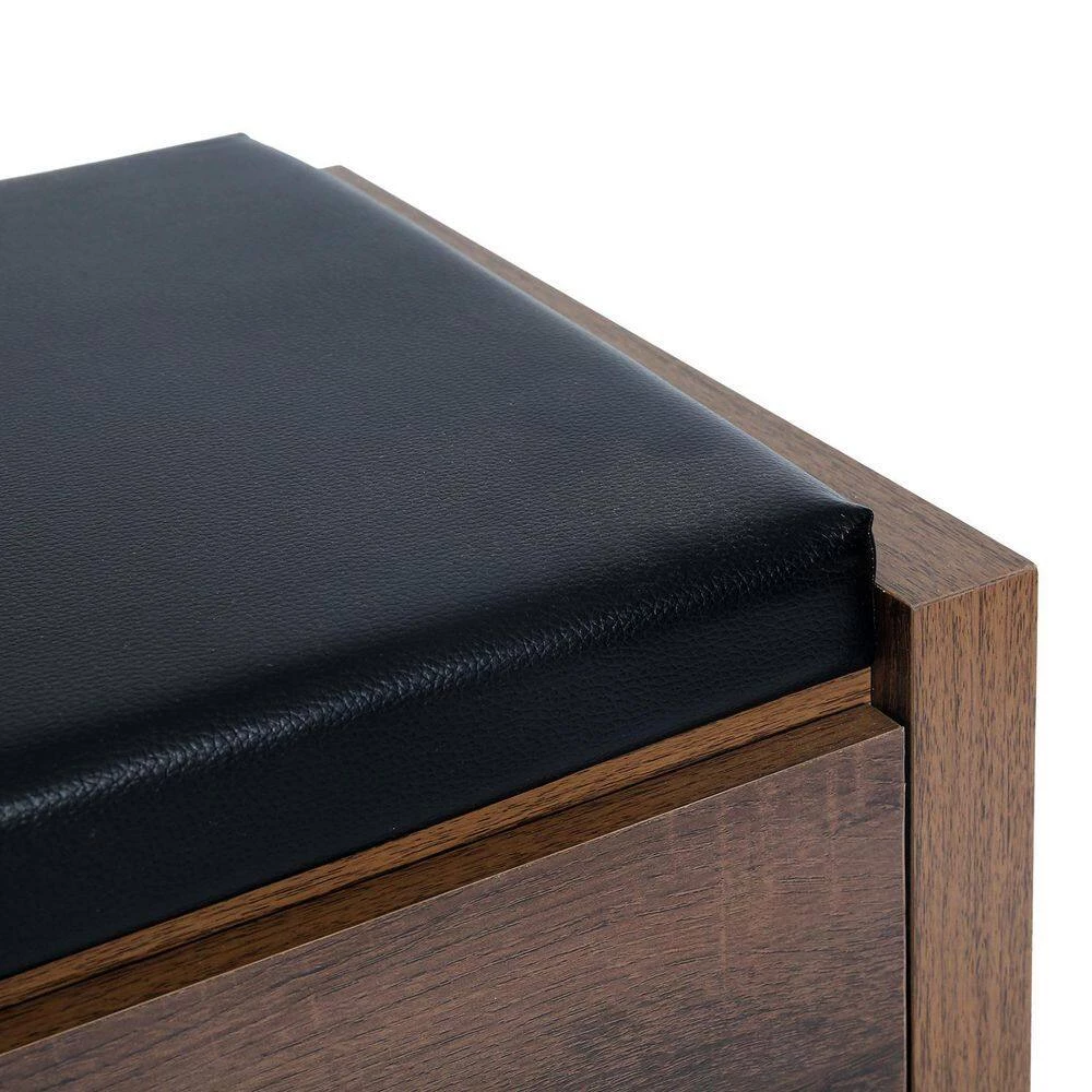 Domigo Walnut Storage Bench with 2 Drawers (16.7 H * 45.3 W * 15.4 D in.) by Homy Casa 5 Domigo Walnut Storage Bench with 2 Drawers (16.7 H * 45.3 W * 15.4 D in.) by Homy Casa - Image 4