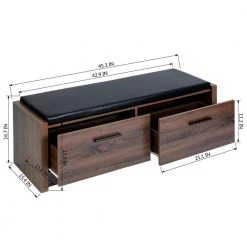 Domigo Walnut Storage Bench with 2 Drawers (16.7 H * 45.3 W * 15.4 D in.) by Homy Casa 23 Domigo Walnut Storage Bench with 2 Drawers (16.7 H * 45.3 W * 15.4 D in.) by Homy Casa -Homy Casa Shop brown homy casa dining benches domigo walnut a 76 1000