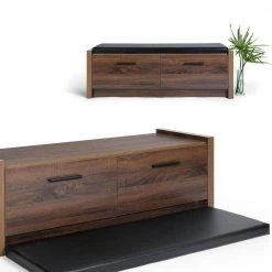 Domigo Walnut Storage Bench with 2 Drawers (16.7 H * 45.3 W * 15.4 D in.) by Homy Casa 17 Domigo Walnut Storage Bench with 2 Drawers (16.7 H * 45.3 W * 15.4 D in.) by Homy Casa -Homy Casa Shop brown homy casa dining benches domigo walnut a 77 1000