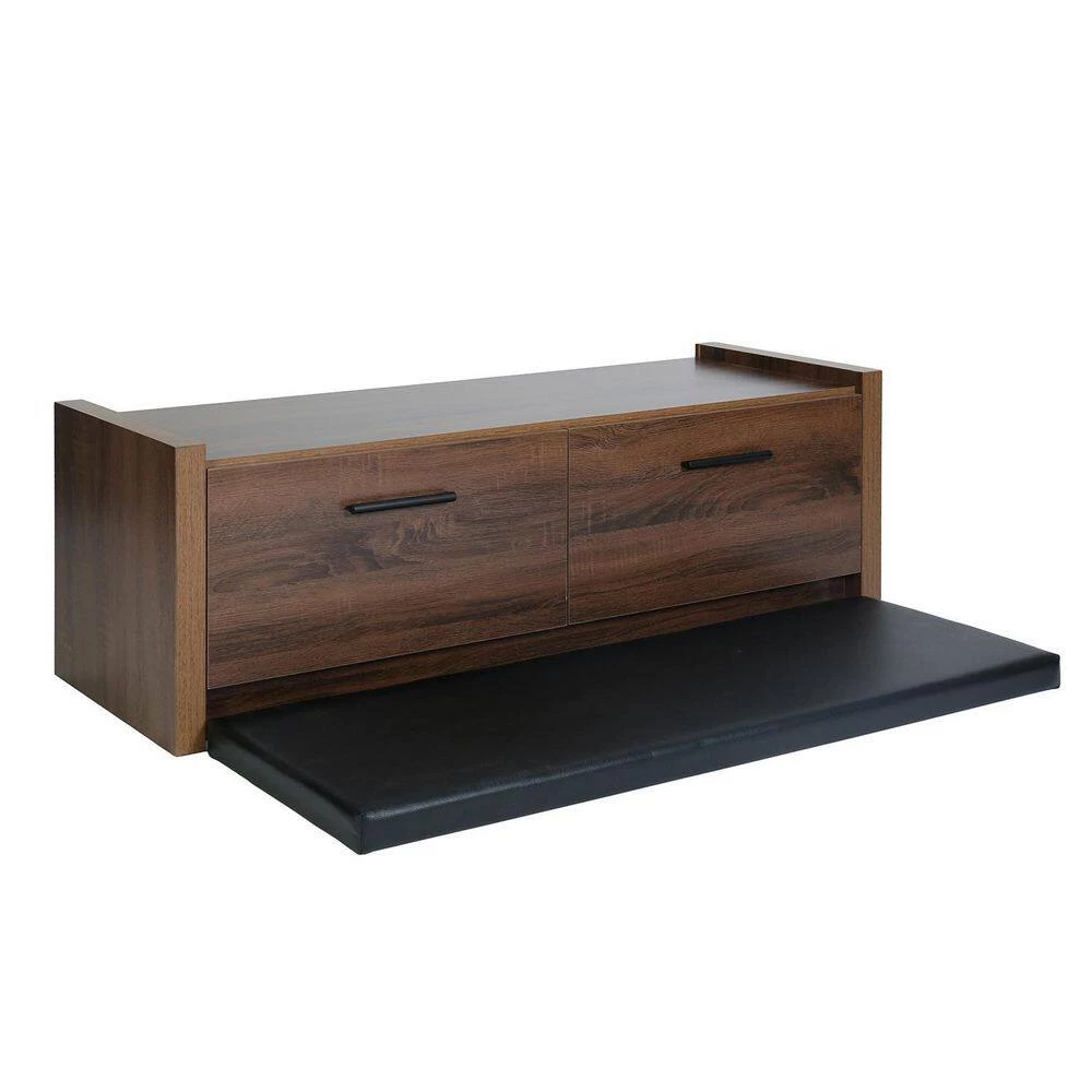 Domigo Walnut Storage Bench with 2 Drawers (16.7 H * 45.3 W * 15.4 D in.) by Homy Casa 11 Domigo Walnut Storage Bench with 2 Drawers (16.7 H * 45.3 W * 15.4 D in.) by Homy Casa - Image 10