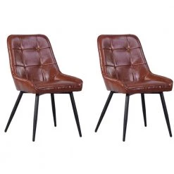 Mid-Century Modern Fabric Dining Chair (Set of 2) Brown by Homy Casa