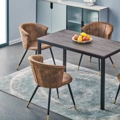 Doncic Brown Fabric Upholstered Side Dining Chairs(Set of 2) by Homy Casa -Homy Casa Shop brown homy casa dining chairs doncic dining brown suede black gold leg 77 1000