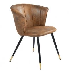 Doncic Brown Fabric Upholstered Side Dining Chairs(Set of 2) by Homy Casa -Homy Casa Shop brown homy casa dining chairs doncic dining brown suede black gold leg c3 1000