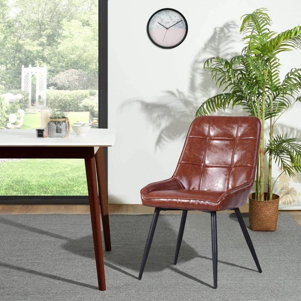 Aralia Brown Modern Upholstered Dining Chair (Set of 2) by Homy Casa 4 Aralia Brown Modern Upholstered Dining Chair (Set of 2) by Homy Casa - Image 2