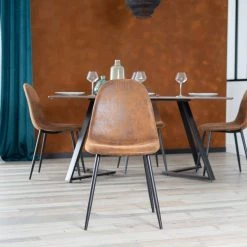 Charlton Brown Faux Suede Dining Chair(Set of 4) by Homy Casa -Homy Casa Shop brown homy casa dining chairs hd charlton suede brown sy 44 1000