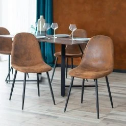 Charlton Brown Faux Suede Dining Chair(Set of 4) by Homy Casa -Homy Casa Shop brown homy casa dining chairs hd charlton suede brown sy 4f 1000
