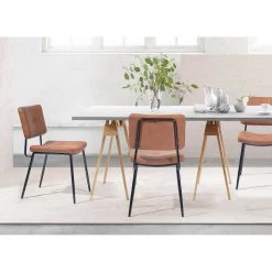 Karomi Orange Dining Chairs With PU Seat and Back (Set of 2) by Homy Casa -Homy Casa Shop brown homy casa dining chairs hd karomi vintage a 31 1000