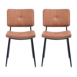 Karomi Orange Dining Chairs With PU Seat and Back (Set of 2) by Homy Casa -Homy Casa Shop brown homy casa dining chairs hd karomi vintage a c3 1000