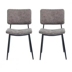 Karomi Grey Faux Leather Upholstered Side Dining Chairs(Set of 2) by Homy Casa