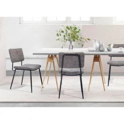 Karomi Grey Faux Leather Upholstered Side Dining Chairs(Set of 2) by Homy Casa -Homy Casa Shop brown homy casa dining chairs karomi vintage b fa 1000