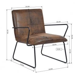 Dining Chair Brown Arm Chair Faux Leather by Homy Casa -Homy Casa Shop brown homy casa dining chairs zack suede 44 1000