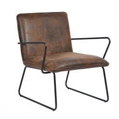 Dining Chair Brown Arm Chair Faux Leather by Homy Casa