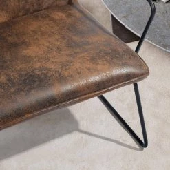 Dining Chair Brown Arm Chair Faux Leather by Homy Casa -Homy Casa Shop brown homy casa dining chairs zack suede fa 1000
